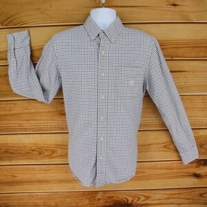 Chaps Shirt Casual Button Up Men Sz M White Blue Black Checks Button Down Collar